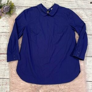 Aritzia Wilfred Peter Pan Royal Blue 3/4 Sleeve Blouse